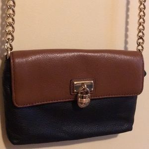 Calvin Klein Black & Brown Leather Crossbody